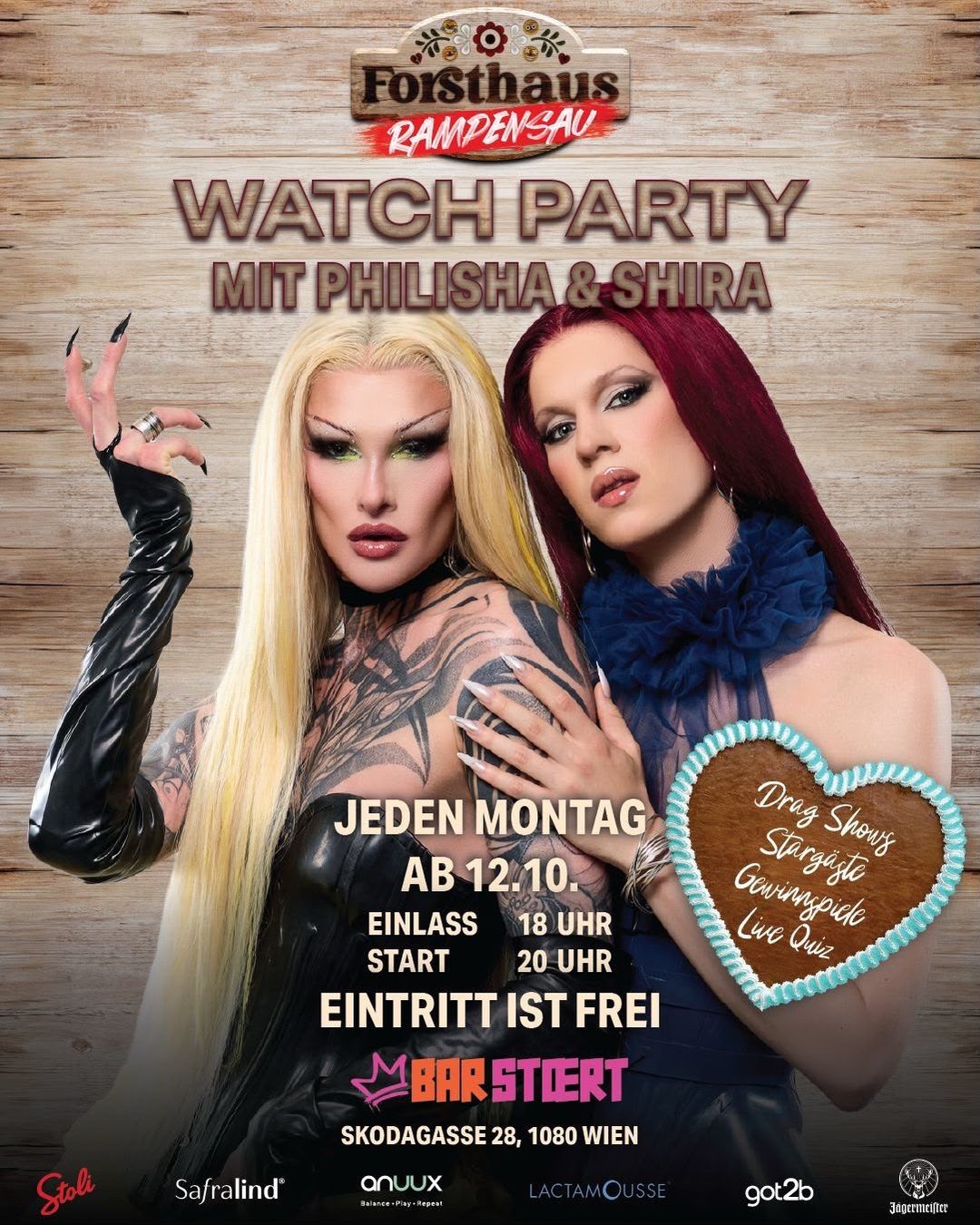 Watch Party mit Philisha & Shira – jeden Montag ab 12.10. im Bar Stiert, Skodagasse 28, 1080 Wien